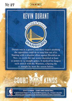 2018-19 Panini Court Kings #27 Kevin Durant Back