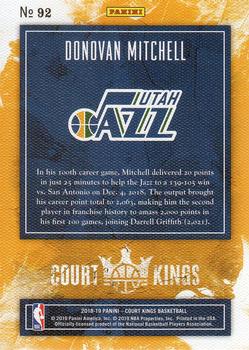 2018-19 Panini Court Kings #92 Donovan Mitchell Back