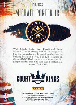 2018-19 Panini Court Kings #122 Michael Porter Jr. Back