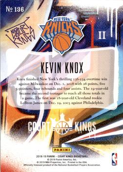 2018-19 Panini Court Kings #136 Kevin Knox Back