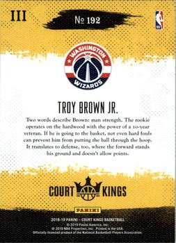 2018-19 Panini Court Kings #192 Troy Brown Jr. Back
