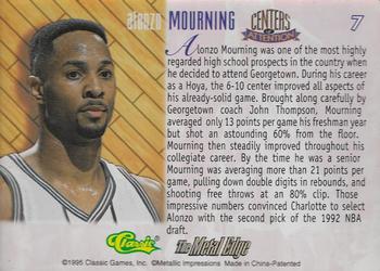 1995 Classic Metal Edge Centers of Attention #7 Alonzo Mourning Back