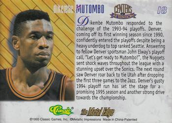 1995 Classic Metal Edge Centers of Attention #18 Dikembe Mutombo Back
