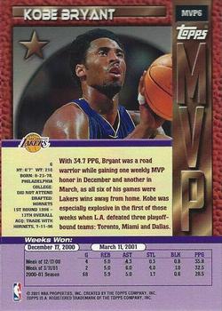 2000-01 Topps - Topps MVP Exchange #MVP6 Kobe Bryant Back