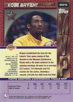 2000-01 Topps - Topps MVP Exchange #MVP18 Kobe Bryant Back