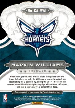 2018-19 Panini Crown Royale - Crown Autographs Red #CA-MWL Marvin Williams Back