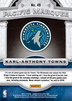 2018-19 Panini Crown Royale - Pacific Marquee #49 Karl-Anthony Towns Back