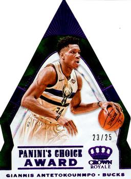 2018-19 Panini Crown Royale - Panini's Choice Purple #21 Giannis Antetokounmpo Front