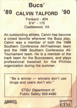 1989-90 East Tennessee State Buccaneers Police #NNO Calvin Talford Back