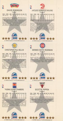 1990-91 Hoops - All-Star Program Panels #NNO Dominique Wilkins / David Robinson / Dennis Rodman / Chris Mullin / Scottie Pippen / Tom Chambers Back