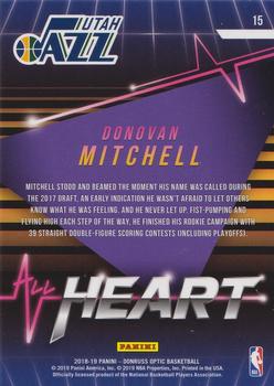 2018-19 Donruss Optic - All Heart #15 Donovan Mitchell Back