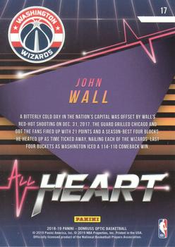 2018-19 Donruss Optic - All Heart #17 John Wall Back