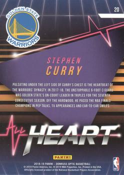 2018-19 Donruss Optic - All Heart #20 Stephen Curry Back