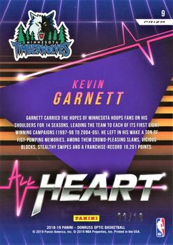 2018-19 Donruss Optic - All Heart Gold #9 Kevin Garnett Back