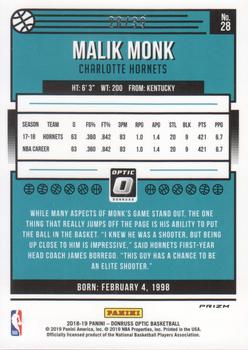 2018-19 Donruss Optic - Black Velocity #28 Malik Monk Back