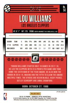 2018-19 Donruss Optic - Blue #14 Lou Williams Back