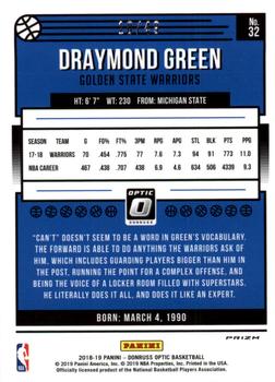 2018-19 Donruss Optic - Blue #32 Draymond Green Back
