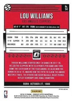 2018-19 Donruss Optic - Blue Velocity #14 Lou Williams Back