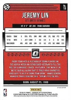 2018-19 Donruss Optic - Blue Velocity #16 Jeremy Lin Back