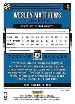 2018-19 Donruss Optic - Blue Velocity #20 Wesley Matthews Back