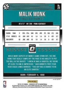 2018-19 Donruss Optic - Blue Velocity #28 Malik Monk Back