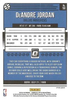 2018-19 Donruss Optic - Blue Velocity #50 DeAndre Jordan Back