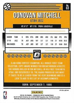 2018-19 Donruss Optic - Blue Velocity #63 Donovan Mitchell Back