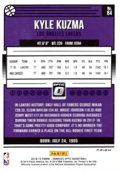 2018-19 Donruss Optic - Blue Velocity #84 Kyle Kuzma Back