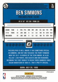 2018-19 Donruss Optic - Checkerboard #59 Ben Simmons Back