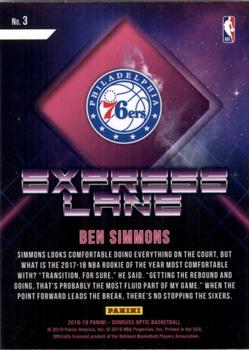 2018-19 Donruss Optic - Express Lane #3 Ben Simmons Back