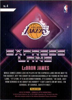 2018-19 Donruss Optic - Express Lane #4 LeBron James Back