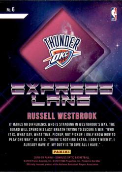 2018-19 Donruss Optic - Express Lane #6 Russell Westbrook Back