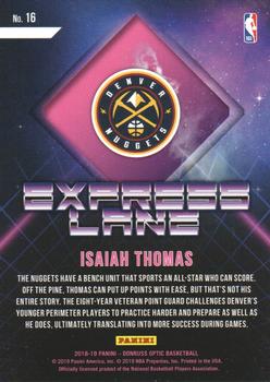 2018-19 Donruss Optic - Express Lane #16 Isaiah Thomas Back