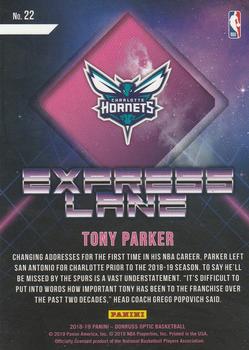 2018-19 Donruss Optic - Express Lane #22 Tony Parker Back