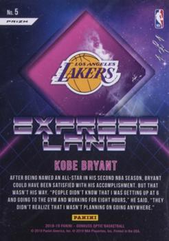 2018-19 Donruss Optic - Express Lane Black #5 Kobe Bryant Back