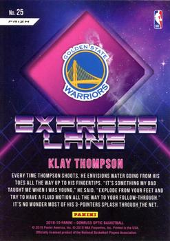 2018-19 Donruss Optic - Express Lane Holo #25 Klay Thompson Back