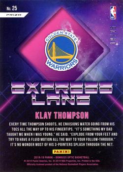 2018-19 Donruss Optic - Express Lane Pink #25 Klay Thompson Back