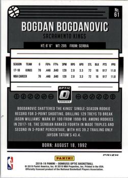 2018-19 Donruss Optic - Fast Break Holo #61 Bogdan Bogdanovic Back