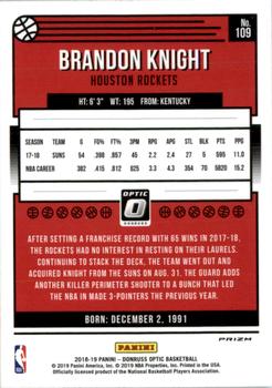 2018-19 Donruss Optic - Fast Break Holo #109 Brandon Knight Back