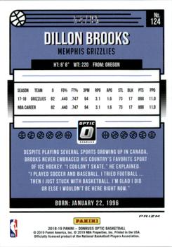 2018-19 Donruss Optic - Fast Break Purple #124 Dillon Brooks Back