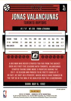 2018-19 Donruss Optic - Fast Break Red #43 Jonas Valanciunas Back