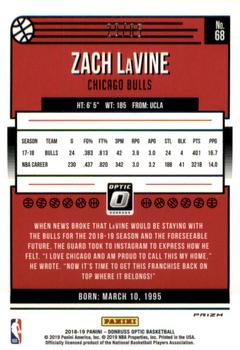 2018-19 Donruss Optic - Fast Break Red #68 Zach LaVine Back