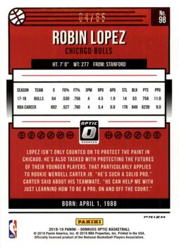 2018-19 Donruss Optic - Fast Break Red #98 Robin Lopez Back