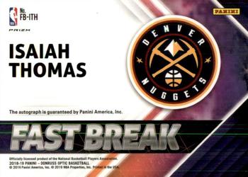 2018-19 Donruss Optic - Fast Break Signatures #FB-ITH Isaiah Thomas Back