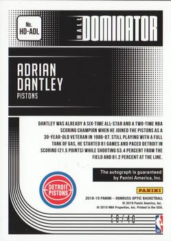 2018-19 Donruss Optic - Hall Dominator Signatures #HD-ADL Adrian Dantley Back