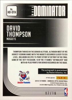 2018-19 Donruss Optic - Hall Dominator Signatures Gold #HD-DTH David Thompson Back