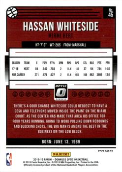 2018-19 Donruss Optic - Hyper Pink #45 Hassan Whiteside Back