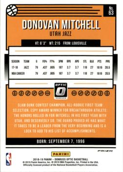 2018-19 Donruss Optic - Hyper Pink #63 Donovan Mitchell Back