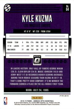 2018-19 Donruss Optic - Hyper Pink #84 Kyle Kuzma Back