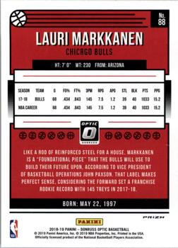 2018-19 Donruss #88 Lauri Markkanen Chicago Bulls Basketball Card 